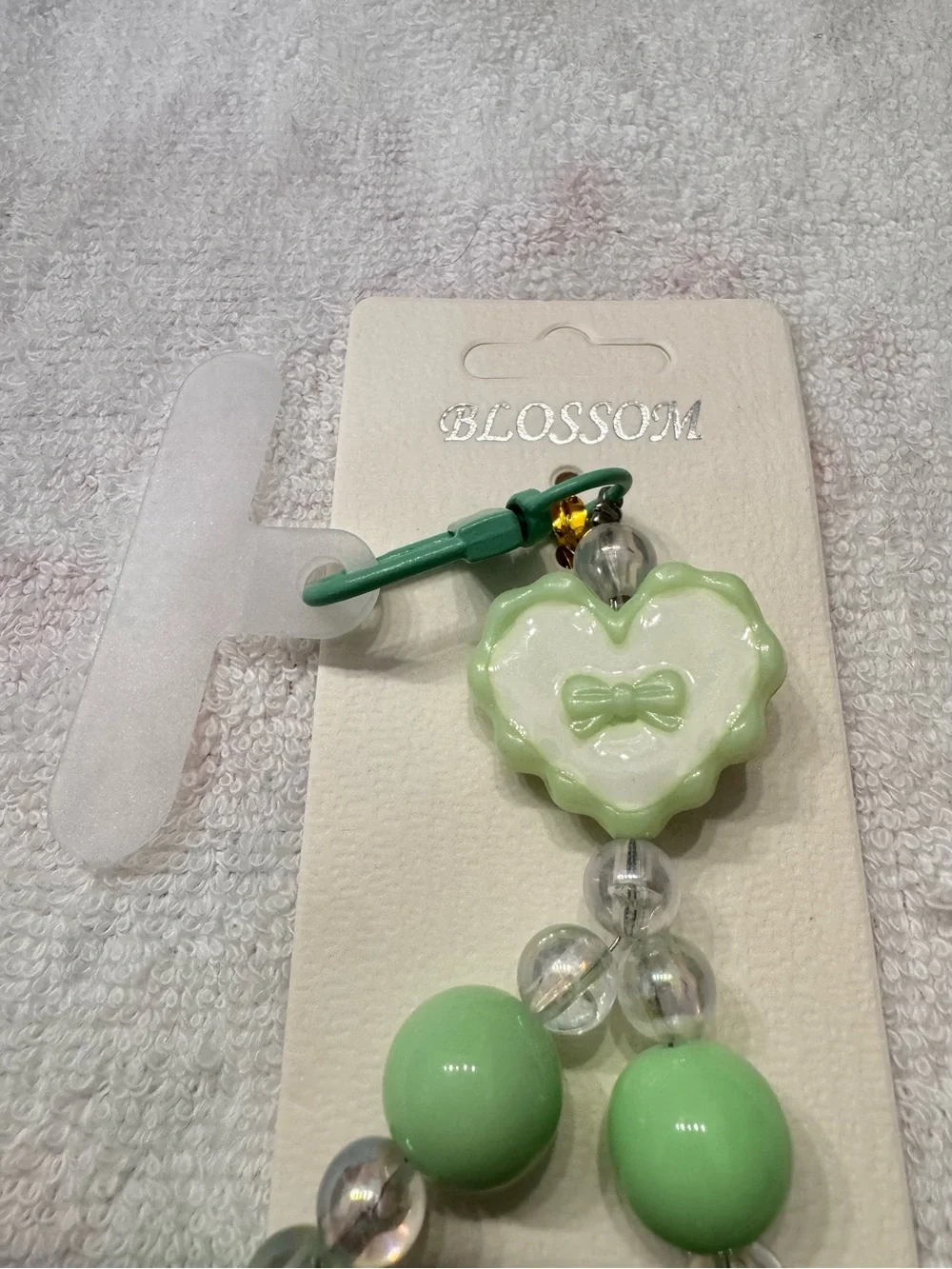 Mint Green Heart Beaded Bracelet cell phone charm